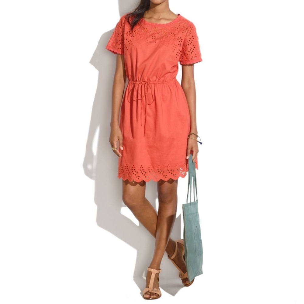 Madewell Orange Eyelet Wildfield Dress EUC sz 12